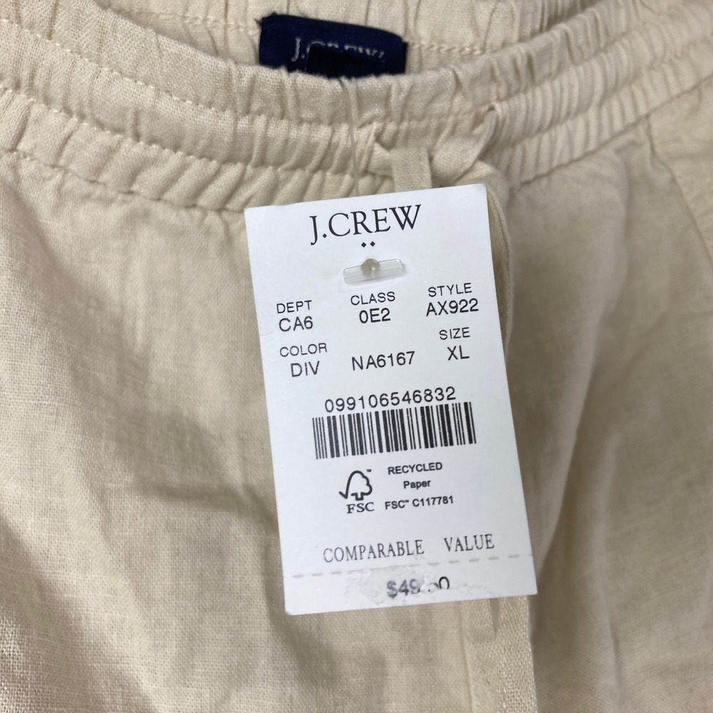 NWT J. Crew XL Linen Blend Drawstring Waist Shorts Beige Beach Vacation Casual - Picture 4 of 5
